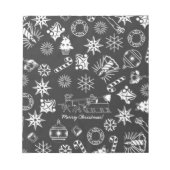 Vrolijk kerstkerstkerstkerstkerstsymbolen, zwart e notitieblok (Voorkant)
