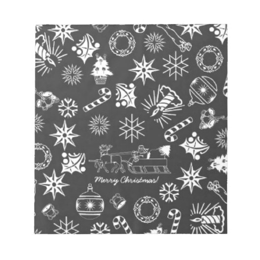 Vrolijk kerstkerstkerstkerstkerstsymbolen, zwart e notitieblok (Voorkant)