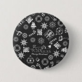 Vrolijk kerstkerstkerstkerstkerstsymbolen, zwart e ronde button 5,7 cm (Voorkant)