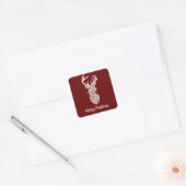 Vrolijk kerstkerstkerstkerstrenrennen, donkerrood vierkante sticker (Envelop)