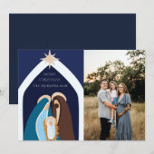 Vrolijk kerstkerststal ontwerp feestdagenkaart (Voorkant / Achterkant)