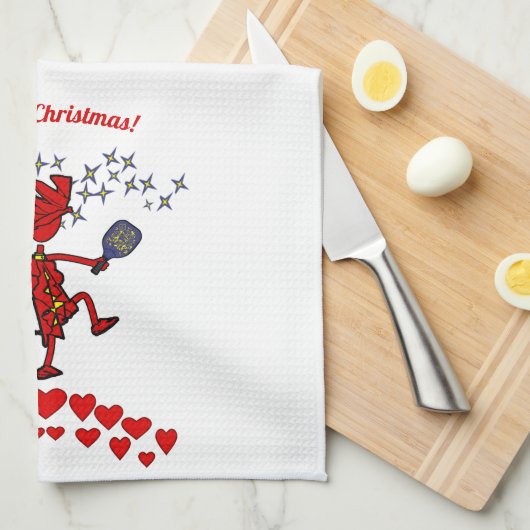 Vrolijk kerstkeukenhanddoeken met Pickleball Kitch Theedoek (Quarter Fold)