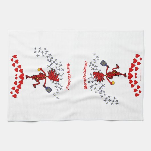 Vrolijk kerstkeukenhanddoeken met Pickleball Kitch Theedoek (Horizontaal)