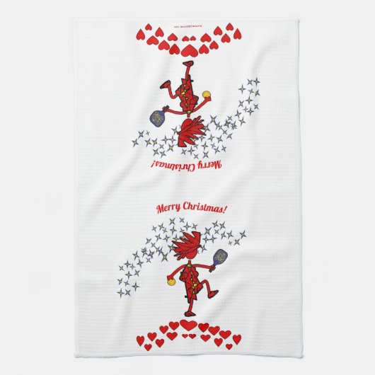 Vrolijk kerstkeukenhanddoeken met Pickleball Kitch Theedoek (Verticaal)