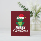 Vrolijk kerstkikker in Santa Hat Cute Red Feestdagenkaart (Staand voorkant)