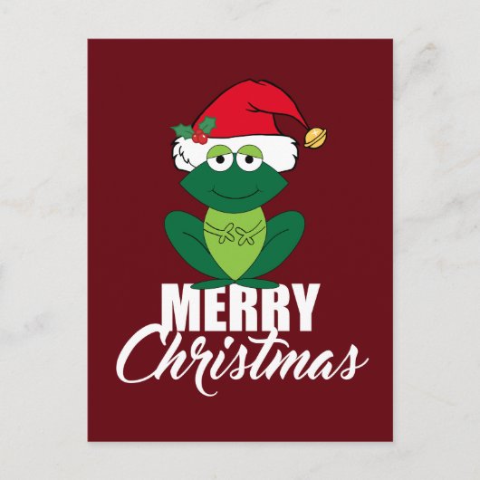 Vrolijk kerstkikker in Santa Hat Cute Red Feestdagenkaart (Voorkant)