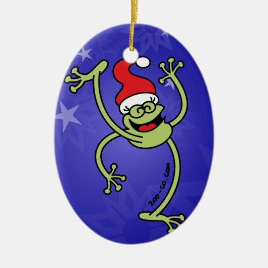 Vrolijk kerstkikker keramisch ornament (Voorkant)