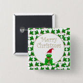 Vrolijk kerstkikker met snoeprietButton Vierkante Button 5,1 Cm (Voorkant /achterkant)