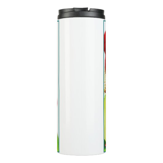 Vrolijk kerstkind en meisje thermosbeker (Achterkant)