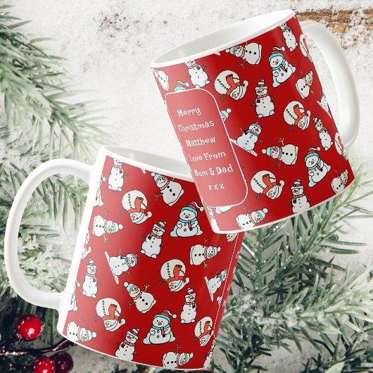 Vrolijk kerstkind | Red Snowman Coffee Koffiemok