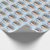 Vrolijk kerstkip en rooster op Noordpool Cadeaupapier (Hoek)