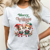 Vrolijk Kerstkitten Elfen T-shirt
