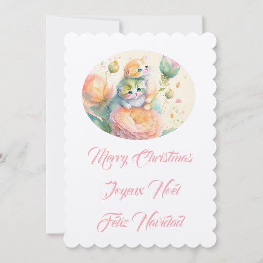 Vrolijk kerstkittens kaart (Voorkant)