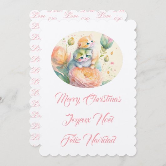 Vrolijk kerstkittens kaart (Voorkant / Achterkant)