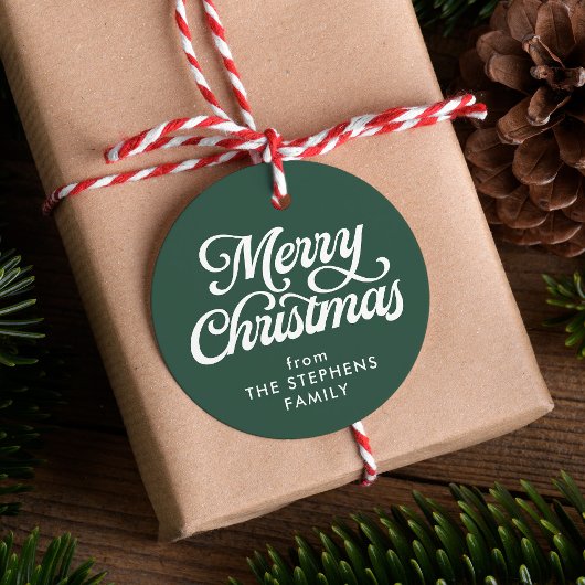 Vrolijk kerstklassiek groen kerstcadeau label