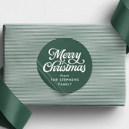 Vrolijk kerstklassiek groen kerstcadeau ronde sticker