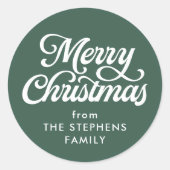 Vrolijk kerstklassiek groen kerstcadeau ronde sticker (Voorkant)