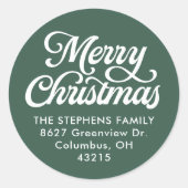 Vrolijk kerstklassiek groen retouradres ronde sticker (Voorkant)