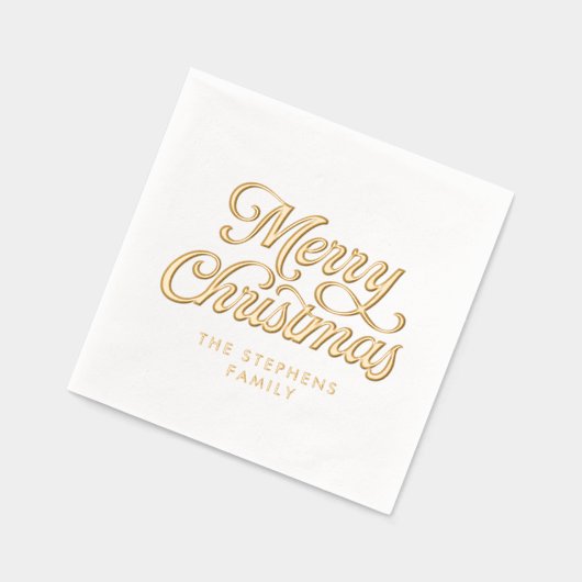 Vrolijk kerstklassiek retro script vakantiefeest folie servetten (Links)