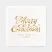 Vrolijk kerstklassiek retro script vakantiefeest folie servetten (Voorkant)