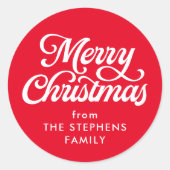 Vrolijk kerstklassiek rood kerstcadeau ronde sticker (Voorkant)