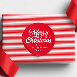 Vrolijk kerstklassiek rood kerstcadeau ronde sticker