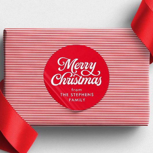 Vrolijk kerstklassiek rood kerstcadeau ronde sticker