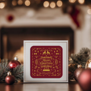 Vrolijk kerstklassieker Nordic Red Vierkante Sticker