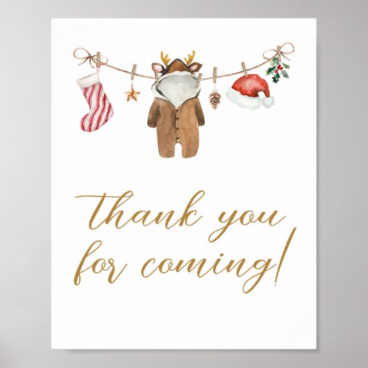 Vrolijk kerstkleedje Bedankt voor je komst Poster (Voorkant)