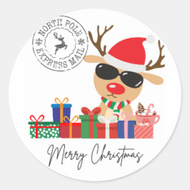 Vrolijk kerstkleefje ronde sticker