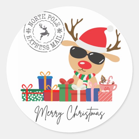 Vrolijk kerstkleefje ronde sticker (Voorkant)