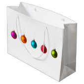 Vrolijk kerstkleurige versiering met tekst groot cadeauzakje (Achterkant Gekanteld)