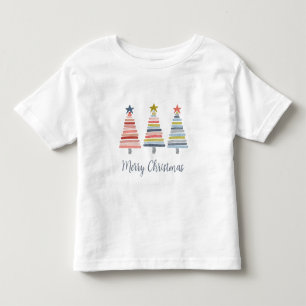 Vrolijk kerstkleurrijk gestapelde bomen T-Shirt