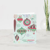 Vrolijk kerstkleurrijke Art-Deco-Ornamenten Feestdagen Kaart (Voorkant)