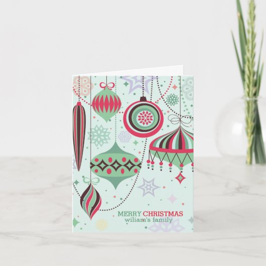 Vrolijk kerstkleurrijke Art-Deco-Ornamenten Feestdagen Kaart (Voorkant)