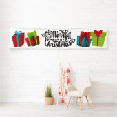 Vrolijk kerstkleurrijke cadeautjes cadeaus spandoek (Insitu)