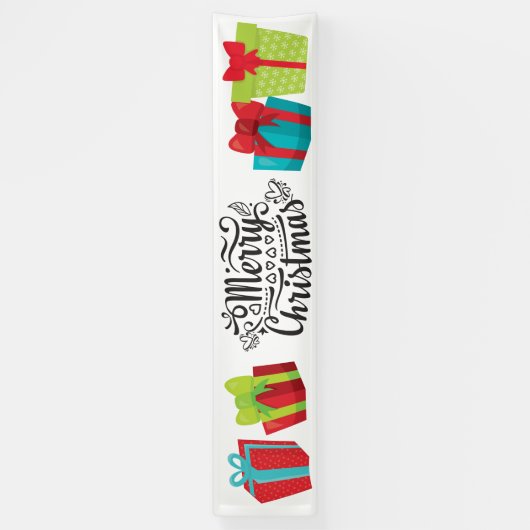 Vrolijk kerstkleurrijke cadeautjes cadeaus spandoek (Verticaal)