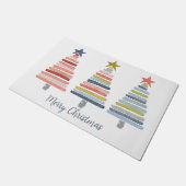 Vrolijk kerstkleurrijke gestapelde bomen deurmat (Schuin)