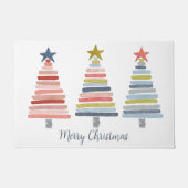 Vrolijk kerstkleurrijke gestapelde bomen deurmat (Voorkant)