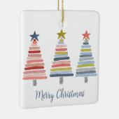 Vrolijk kerstkleurrijke gestapelde bomen keramisch ornament (Rechts)