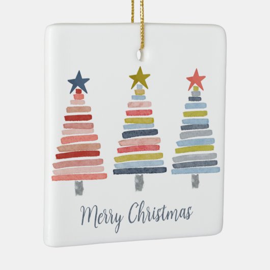 Vrolijk kerstkleurrijke gestapelde bomen keramisch ornament (Rechts)