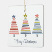 Vrolijk kerstkleurrijke gestapelde bomen keramisch ornament (Links)