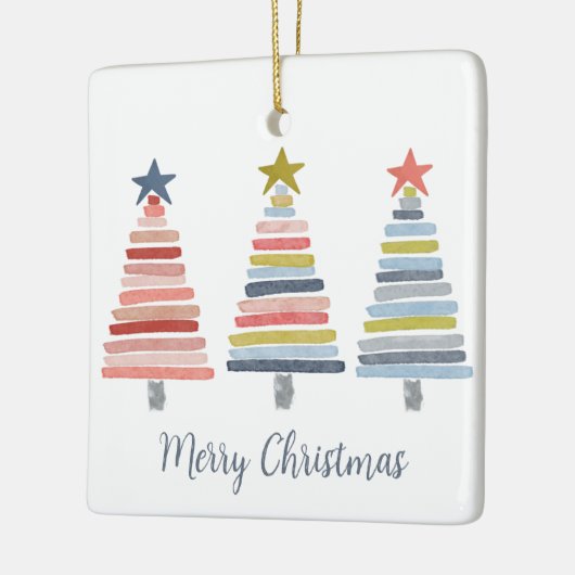 Vrolijk kerstkleurrijke gestapelde bomen keramisch ornament (Links)