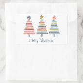 Vrolijk kerstkleurrijke gestapelde bomen rechthoekige sticker (Tas)