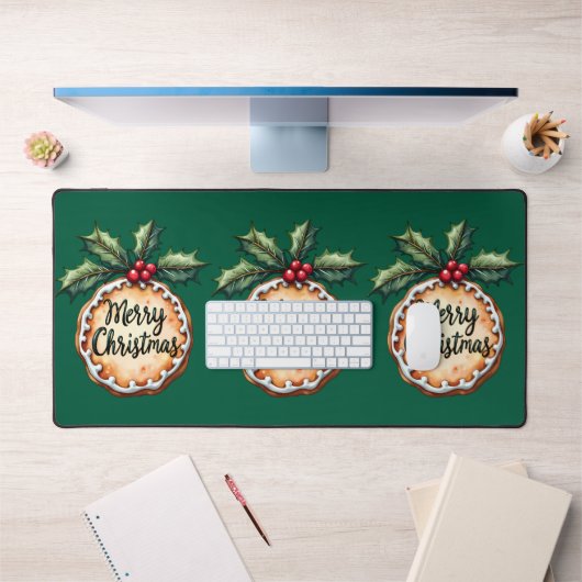 Vrolijk kerstkoekje met Holly Berries Bureaumat (Kantoor 1)