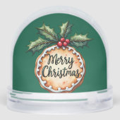 Vrolijk kerstkoekje met Holly Berries Green Sneeuwbol (Achterkant)