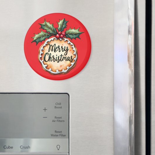 Vrolijk kerstkoekje met Holly Berries Magneet (Insitu (Koelkast))