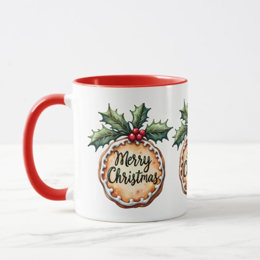 Vrolijk kerstkoekje met Holly Berries Mok (Links)