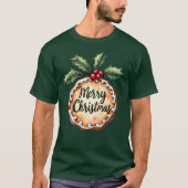 Vrolijk kerstkoekje met Holly Berries T-shirt (Voorkant)