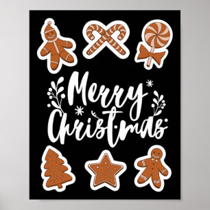 Vrolijk kerstkoekjes Gingerbread Man Tree Bakin Poster